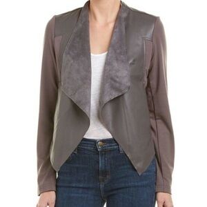 Kut from the Kloth open front drape vegan leather and suede moto jacket medium